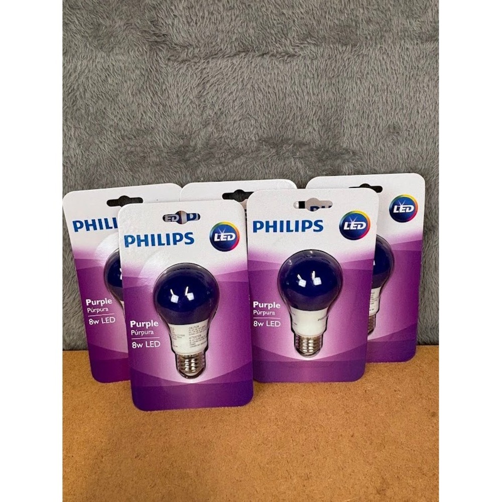 Philips 8W Purple LED Light Bulbs A19 E26 Medium Base‎ 5 Pack 9290012240 New